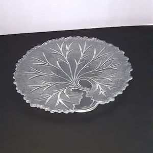 1960's Indiana Glass Pebble Leaf Salad or Lunchean Plate 8.5" Fern Cottagecore